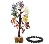 INDIA MADE Gemstone Tree Seven Chakra 10-12 Inch & 1 Lava Bead Bracelet 8Mm For Natural easing Reiki Crystal Chakra Balancing Vastu Stone-B07WTZVD4D