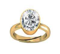 INDIA MADE Lab Ring with 4.25 Ratti 3.50 Carat Natural Earth White Zircon Gold Plated Adjustable Unheated Untreated Cubic Zirconia Birthstone Ring by Lab - Certified-B0DRL45CGC