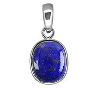 INDIA MADE Lapis Lazuli Lazwart Gemstone Weight 6.25 Ratti / 6.00 Carat Lapis Lazuli Silver Plated Pendant/Locket Certified Natural Loose Lajwart For Men & Women by Lab - Certified-B09K83K9GL