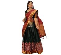 INDIA MADE Latest South Indian Style Unstitched Half Saree for Women-5413, Multicolor, One Size