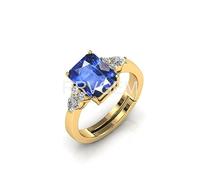 INDIA MADE Natural Blue Sapphire 8.25 Carat Handmade Beautiful Neelamstone Gold Plated Ring for Men and Women B0CH8S56KG Silver Made Silver Created Sapphire