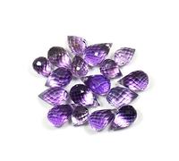 INDIA MADE Natural Certified Amethyst Gemstone Total 10-25 Carat 5 Pcs Lots Katela Pear Drop Shaped Birthstone-B0BRWK368H