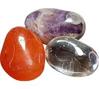 INDIA MADE Natural Clear Quartz,Amethyst.Carnelian Mix Tumble Stone (Set Of 3 Pieces)-B08L56QN2M