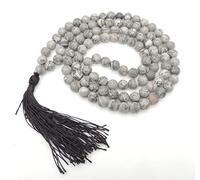 INDIA MADE Natural Stone Map Stone Mala/Necklace 6 Mm 108 Beads Jap Mala As Gift, Fashion Jewellery. For Reiki easing, Vastu, Feng Shui-B07RPK1HYH