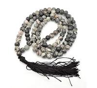 INDIA MADE Natural Stone Picasso Jasper Mala/Necklace 8 Mm 108 Beads Jap Mala As Gift, Fashion Jewellery. For Reiki easing, Vastu, Feng Shui-B07YDFJKM5