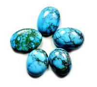 INDIA MADE Original Certified Turquoise Gemstone Total 35 Carat Firoza Stone 5 Pieces Oval Shape Lot-B07K1QW4K7