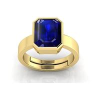 INDIA MADE Panchdhatu Ring 4.25 Ratti 3.00 Carat Certified Original Blue Sapphire Gold Plated Adjustable Neelam Ring for Women Men Lab Certified Silver Artificial