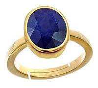 INDIA MADE Panchdhatu Ring 5.60 Carat 6.25 Ratti Certified Original Blue Sapphire Adjustable Panchdhatu Unisex 3653 Silver Simulated Sapphire