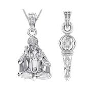 INDIA MADE Sterling Silver (92.5% Purity) Combi Pack with God Hanuman Ji with Gada Pendant for Men and Women, Pure Silver, Lord Bajrang Bali and His Gada Medallions for Good Health