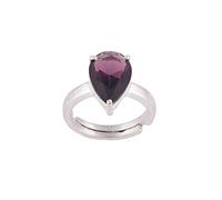 INDIA MADE Unheated Untreated 10.25 Ratti 9.50 Carat Aa Quality and Certified by Wtgtl Natural Amethyst Stone Natural Katela Gemstone Pear Shape Adjustable Silver Ring