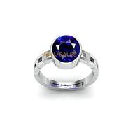 INDIA MADE Unheated Untreated 16K Aa Quality Natural Blue Sapphire Neelam Silver Plated Adjustable Gemstone Ring for Women and Men (Lab Certified) - B0BSLQ4J4N Silver