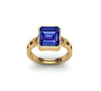 INDIA MADE Unheated Untreatet 2.00 Carat Aa Quality Natural Blue Sapphire Neelam Gold Plated Adjustable Gemstone Ring For Women'S And Men'S (Lab - Certified)-B0BC4BD5L2