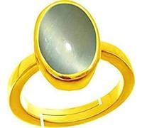 INDIA MADE Unheated Untreatet Certified 5.25 Ratti Deluxe Quality Cats Eye Adjustable Ring Gold Plated Gemstone By Lab Certified(Top Aaa+) Quality For Man And Wouman-B08KHG524C, Silver, Created