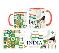 India Mug - World Travel Asia Holiday Tea/Coffee Gift Ceramic Orange Cup