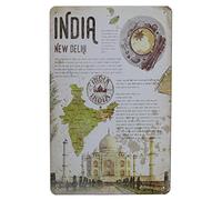 India New Delhi Vintage Tin Metal Sign Home Wall Plaque Decor