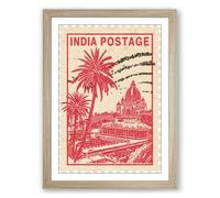 India Postage Landmark Vintage Framed Wall Art Print A2 (59.4×42cm) Oak, Wall Decor for Living Room, Bedroom, Office & Home, Ready to Hang, Art Gift