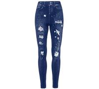 India rose Women's Leggings, Incredible Fit High Waist, Stretch Jeggings, Printed Denim Look, Stretchy Leggings Jeggings. One Size Fits 10-16