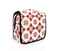 India Rosette Pattern Red Floral Cosmetic Bag with hanging hook Portable Hanging Travel Toiletry Bag Travel-Size Accessories