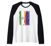 India Russia Half Flag Indian Russian Jersey Raglan Baseball Tee