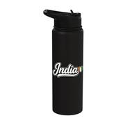 India Script Love Heart Flag Patriotic Design Stainless Steel Insulated Water Bottle