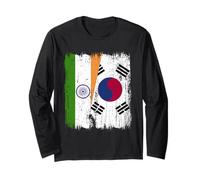 India South Korea Half Flag Indian South Korean Jersey Long Sleeve T-Shirt