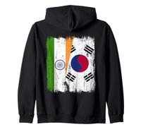 India South Korea Half Flag Indian South Korean Jersey Zip Hoodie