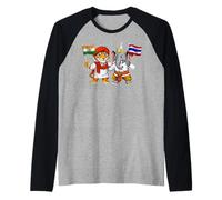 India Thailand Flag Indian Roots Thai Indian Heritage Raglan Baseball Tee