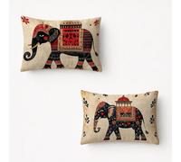 India Throw Pillow Cases 12 x 20In 2 Pack, Elephant Cushions Covers 12 x 20In, Pillow Cases with Double-Sided Printing Invisible Zipper for Sofa Bed Bench Spring Home Decor Gifts for Women JBZT-5224