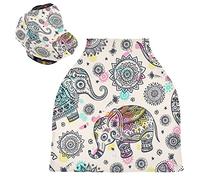 India Vintage Elephant Baby Car Seat Cover Canopy Stretchy Nursing Covers Breathable Windproof Winter Scarf for Infant Breastfeeding Boys Girls