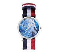 India White Wolf in Moon Quartz Watches Without Scale Wrist Watch with Adjustable Strap for Men Women