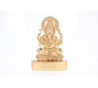 Indiabazaar Ganesh Statue Murti Golden Metal Small Lord Ganesha Ganpati Sitting Idol Hindu God for Car Dashboard Home Office Desk Mandir Temple Décor Diwali Wedding Gift (5 Inch)