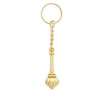 Indiabazaar Hanuman Gada Keyring Keychain Antique Metal Gada Bajrang Bali Key Ring Hindu God Protection Key Rings Fob Charm for Bags Purse Keys Cars Temple Home Decor Religious Gifts (Shiny Gold)