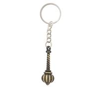 Indiabazaar Hanuman Gada Keyring Keychain Antique Metal Gada Bajrang Bali Key Ring Hindu God Protection Key Rings Fob Charm for Bags Purse Keys Cars Temple Home Decor Religious Gifts (Antique Gold)