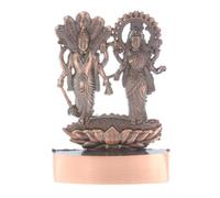 Indiabazaar Lakshmi Narayan Statue Murti Copper Bronze Metal Small Laxmi Vishnu Hindu Indian God Goddess Idol for Car Dashboard Home Office Desk Mandir Temple Pooja Décor Diwali Wedding Gift