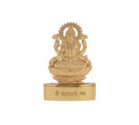 Indiabazaar Lakshmi Statue Murti Golden Metal Small Laxmi Laksmi Sitting Lotus Hindu Goddess for Car Dashboard Home Office Desk Mandir Temple Pooja Décor Diwali Wedding Gift (3 Inch)