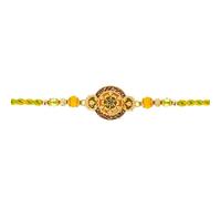 Indiabazaar Multicolour Floral Metal Gemstone Rakhi Thread Bracelets for Bhaiya Brother on Raksha Bandhan Hindu Indian Festival