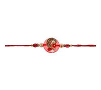 Indiabazaar Rakhi for Brothers Thread Raksha Bandhan Floral Beaded Rakhi Gift Bracelets for Bhaiya Brother on Rakhi Hindu Indian Festival Handmade Rakhadi Threads (Red)