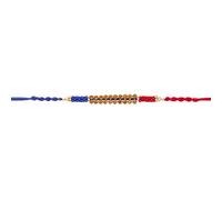 Indiabazaar Rakhi Thread for Brother Double Colour Raksha Bandhan Handmade Traditional Beaded Rakhi Rakshabandhan Rakhadi Wrist Band Threads for Bhaiya Hindu Indian Festival Gift (Blue & Red)