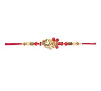 Indiabazaar Rakhi Thread for Brother Raksha Bandhan Handmade Floral Gemstone Beaded Rakhi Rakshabandhan Rakhadi Wrist Band Threads for Bhaiya Hindu Indian Festival Gift (Red)