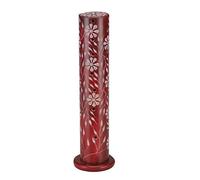 Indiabazaar Soapstone Incense Joss Stick Holder Tower Cone Burner Handmade Carved Agarbatti Holder Stand Ash Catcher Diffuser Intricate Floral Openwork Engraved Decorative, Home Office Gift (Red)