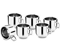 IndiaBigShop Coffee Cup Espresso Cup Mug Double Wall Stainless Steel Tea Cups, Reusable & Dishwasher Safe Set of 6