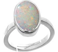 Indian 10.00 Ratti / 9.00 Carat Natural Certified AA++ Quality Australian White Opal Astrology Purpose Loose Gemstone Panchdhatu Silver Plated Ring for Men and Women - 25561, Silver, Created Sapphire,