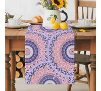 Indian Abstract Table Runner 18x72 Inches Long Line Color Block Cotton Linen Table Runner Burlap Style for Dinner Table Party Decor Tabletop Decorations