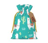 Indian Alpaca Print Birthday Gifts Wrap Bag Unique Drawstring Gifts Bag Canvas Bags for Party Wedding Present,1 Piece S
