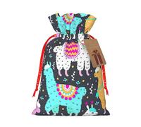 Indian Alpaca Print Drawstring Gift Reusable Bags Eco-Friendly Pouches Holiday Birthday Favors Sack