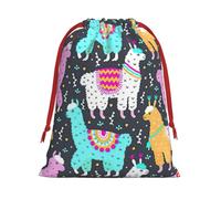 Indian Alpaca Print Practical Drawstring Gift Travel Pouches Men Women Multiple Occasion Daily Carry