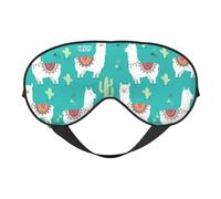 Indian Alpaca Print Silk Sleep Eye Mask Soft Eye Cover with Adjustable Strap Comfortable for Travel Office Nap