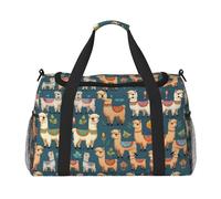 Indian Alpaca print Weekender Overnight Carry On Bag Gym Luggage Bag Duffel Bag for Travel Women, Black, One Size