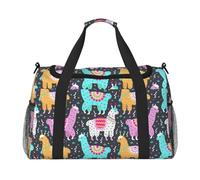 Indian Alpaca Print Womens Sports Bags Travel Bag - Gym Tote Bag with Compartment,Duffel Bags for Men,Ladies Holdall,Carry On Weekend Travel Handbags for Women