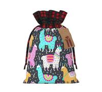 Indian Alpaca Print Xmas Drawstring Gift Bag Festive Christmas Reusable Wrapping Bags Needs